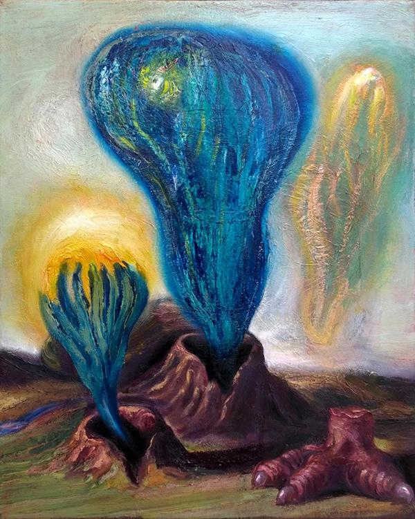 “Luminous entities with claw” - oil on canvas, 51 x 41 cm. 2018.