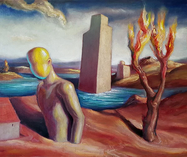 “Emergent” - oil on linen, 47 x55 cm. 2018.