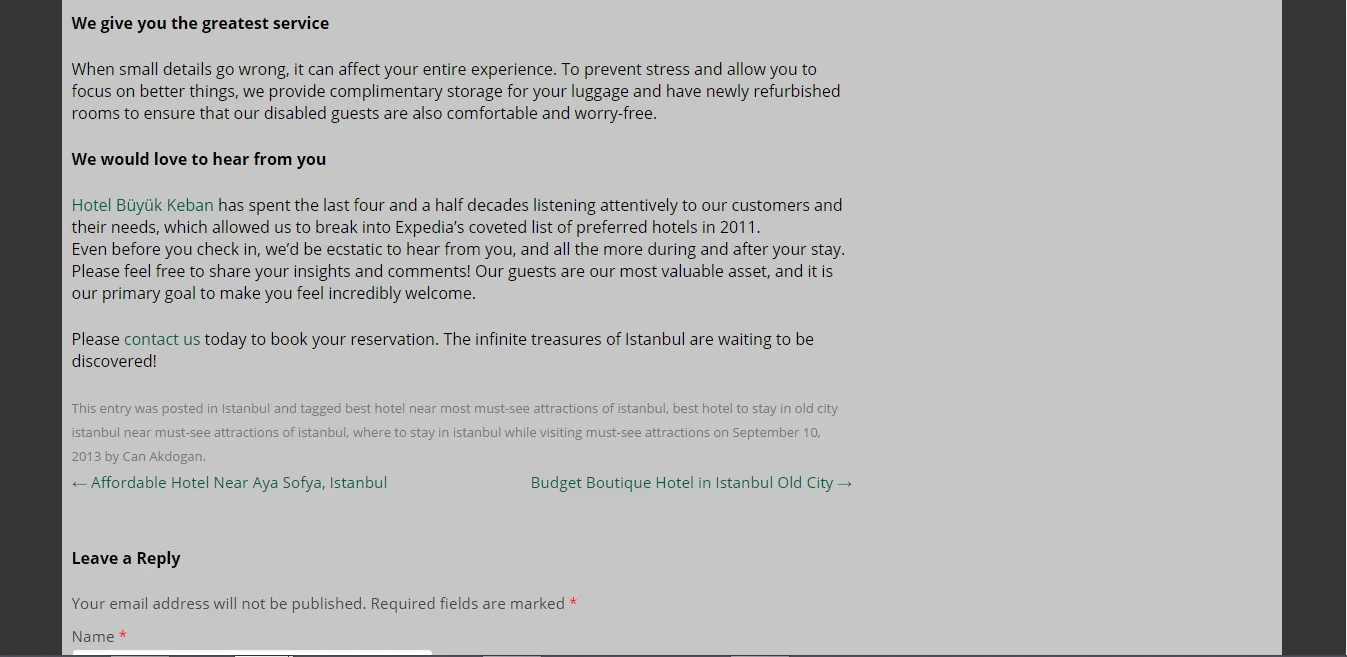 Hotel Buyuk's blog post, part 3