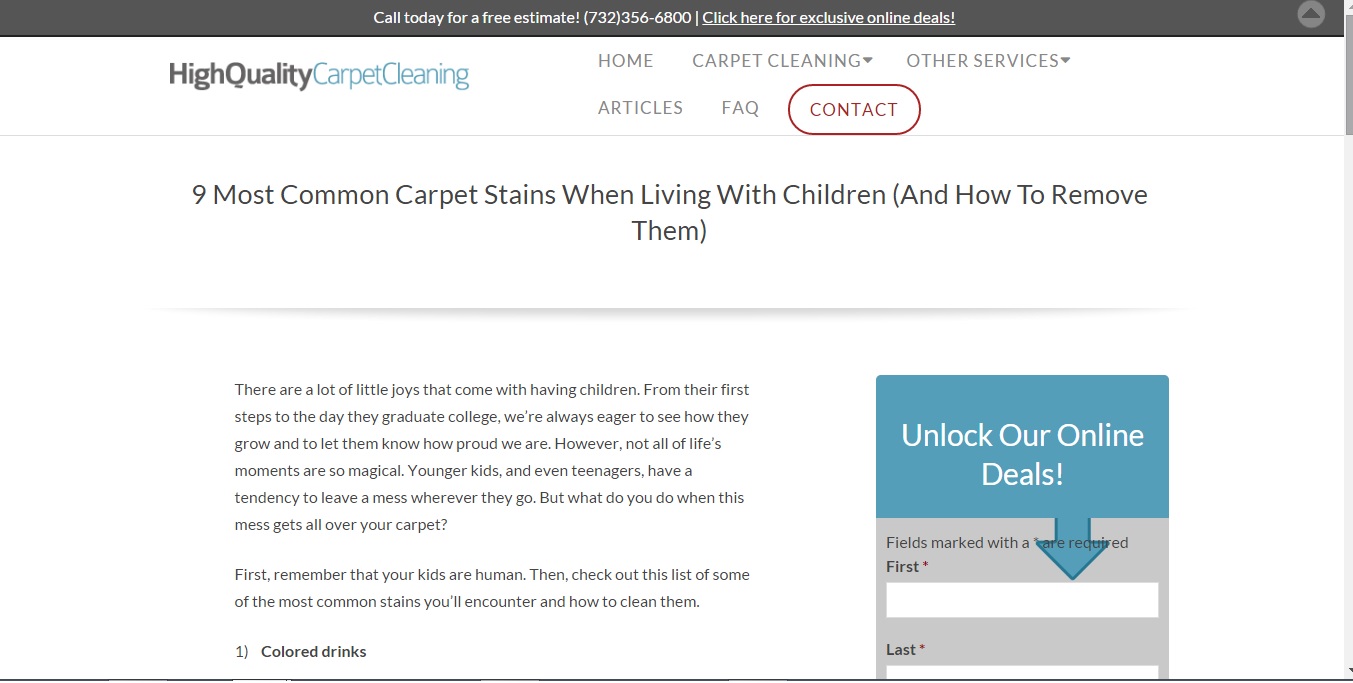 Carpet cleaning company's blog post, part 1