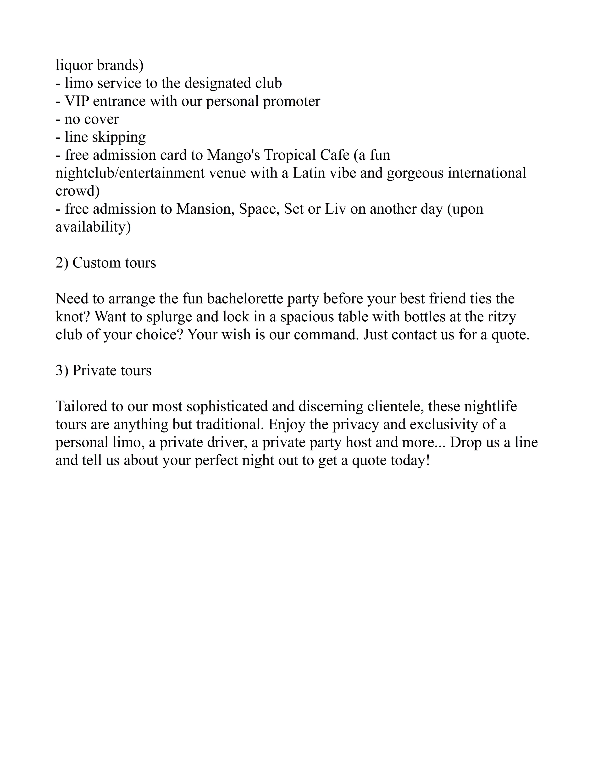Web Content for Partyinmiamiallnight.com (website in progress)