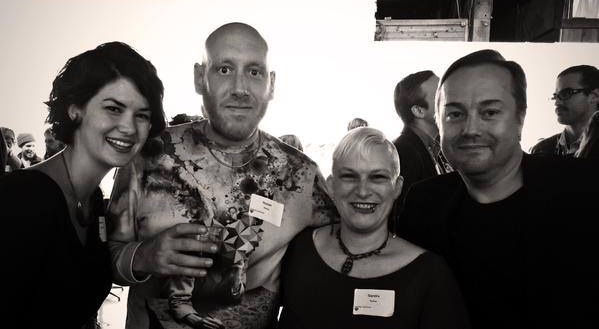 Sammie Rayner of HandUp and InvestorJason Calacanis with HandUp members Sandra and Robert, who found stable housing while fundraising for basic needs.