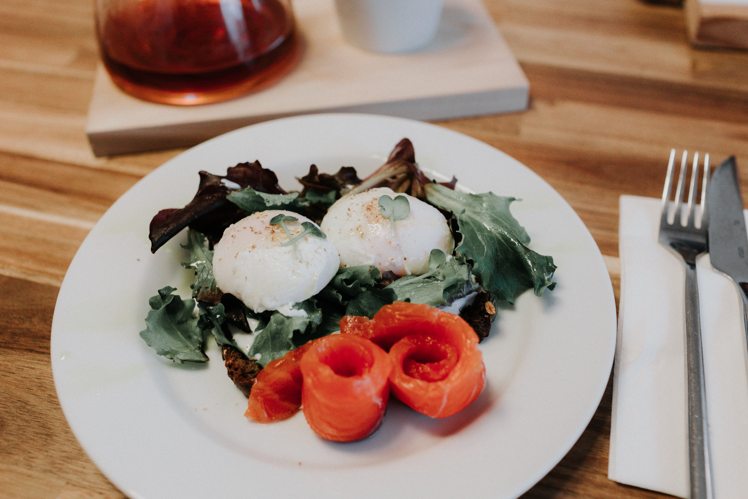 Poached eggs w/ salmon