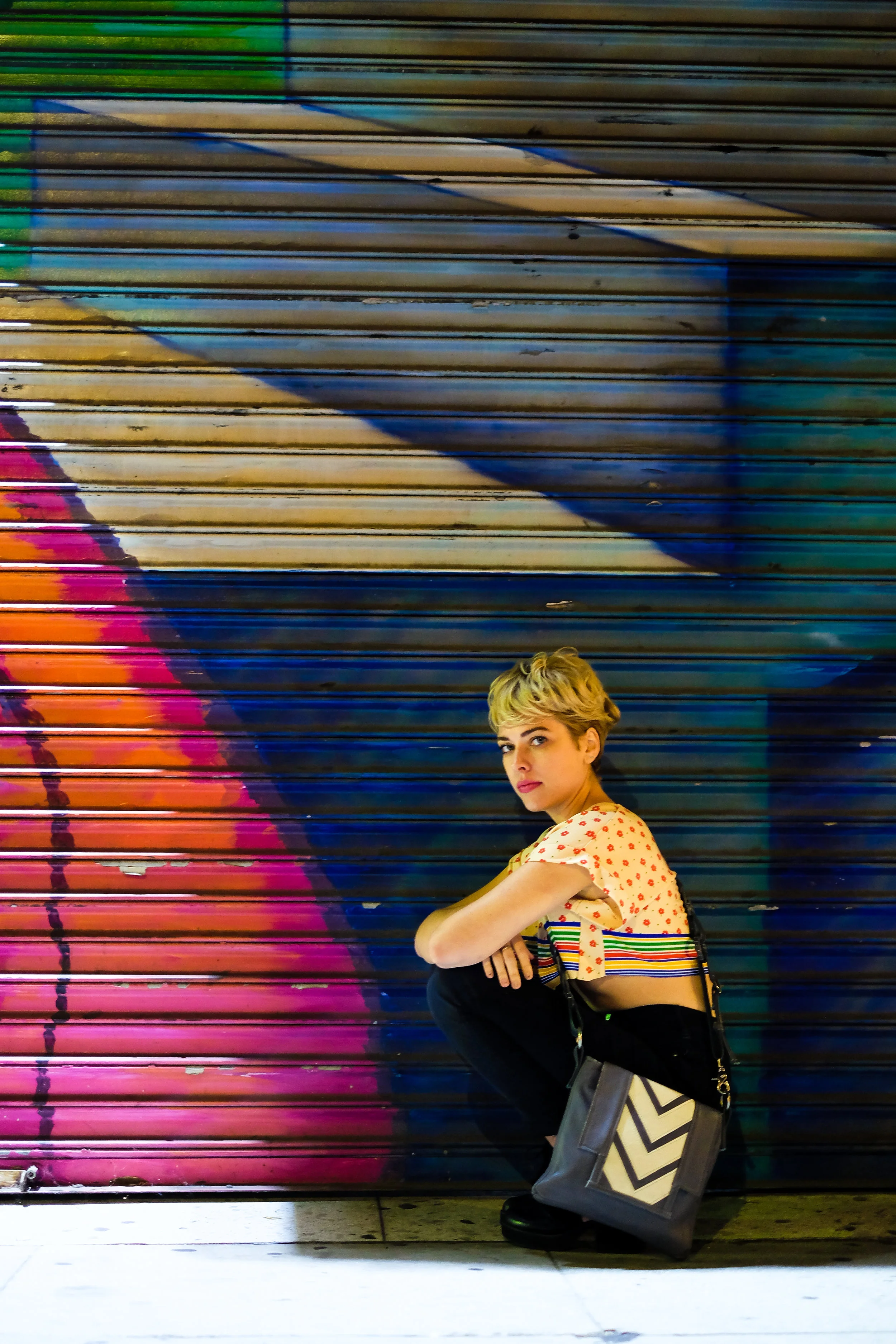 Stella Crossbody - Grey Chevron 2