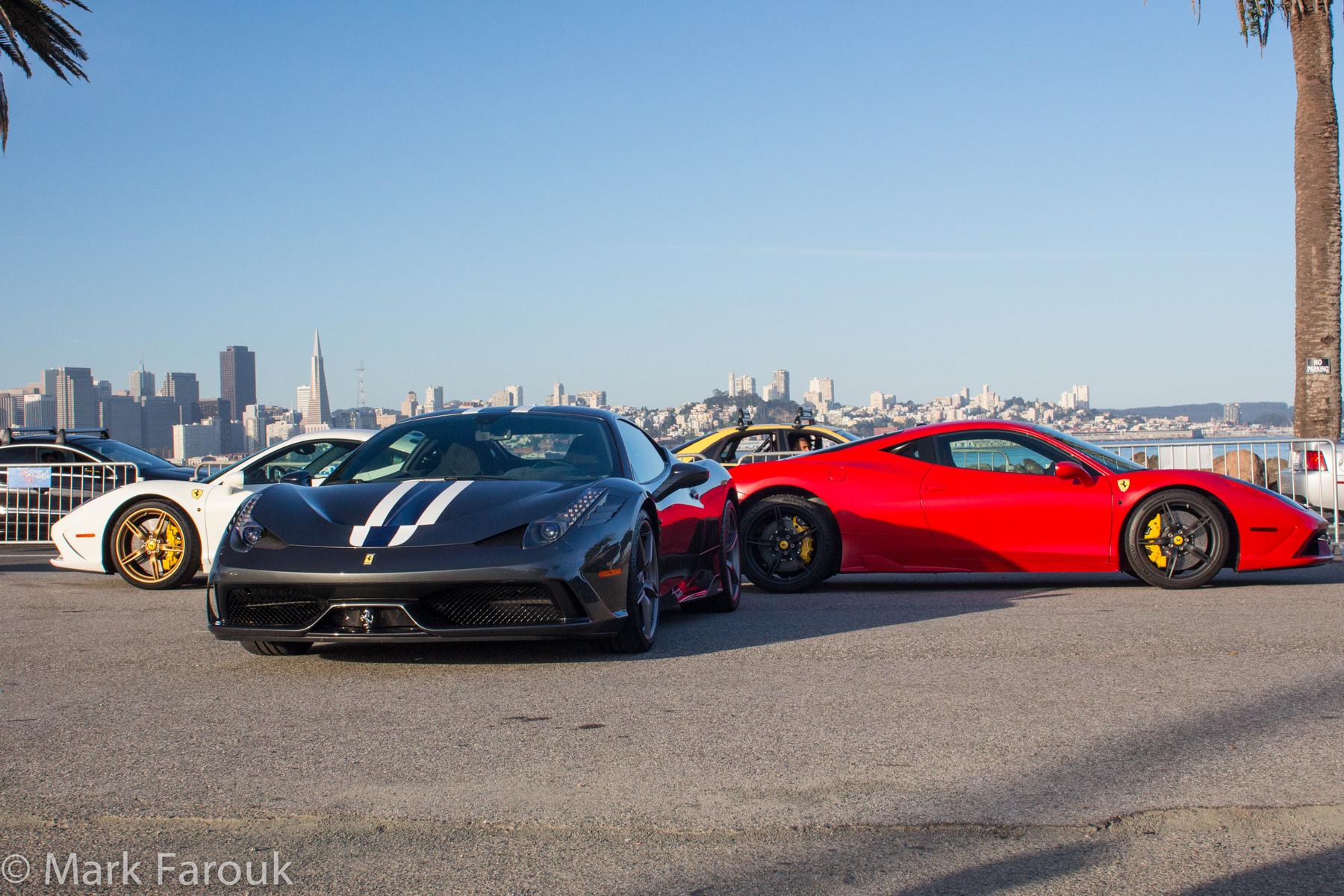 Like bright candy filled eggs, several Ferraris were displayed in a pattern delivering a matrix of pigment.