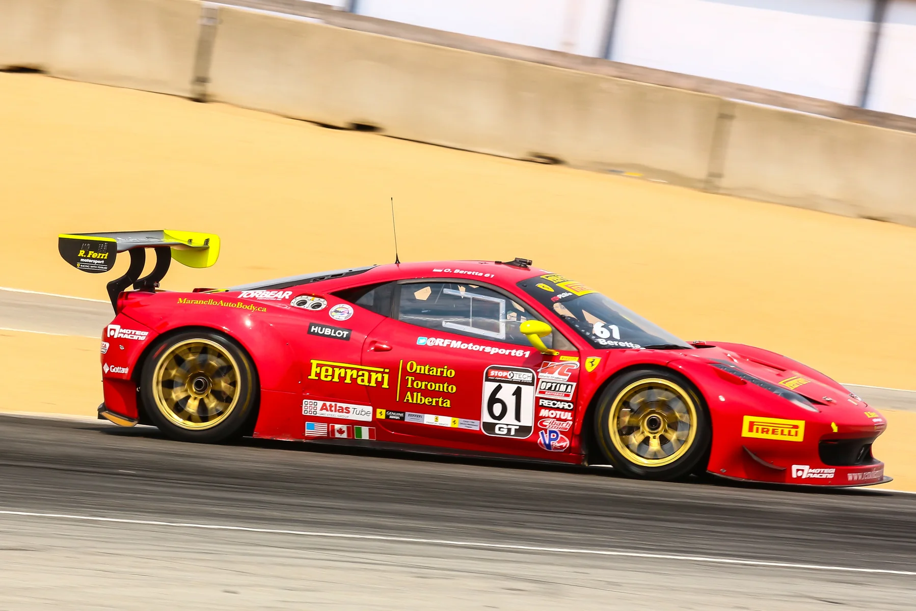No. 61 R. Ferri Motorsports Ferrari 458 GT3 Italia driven by Olivier Beretta.