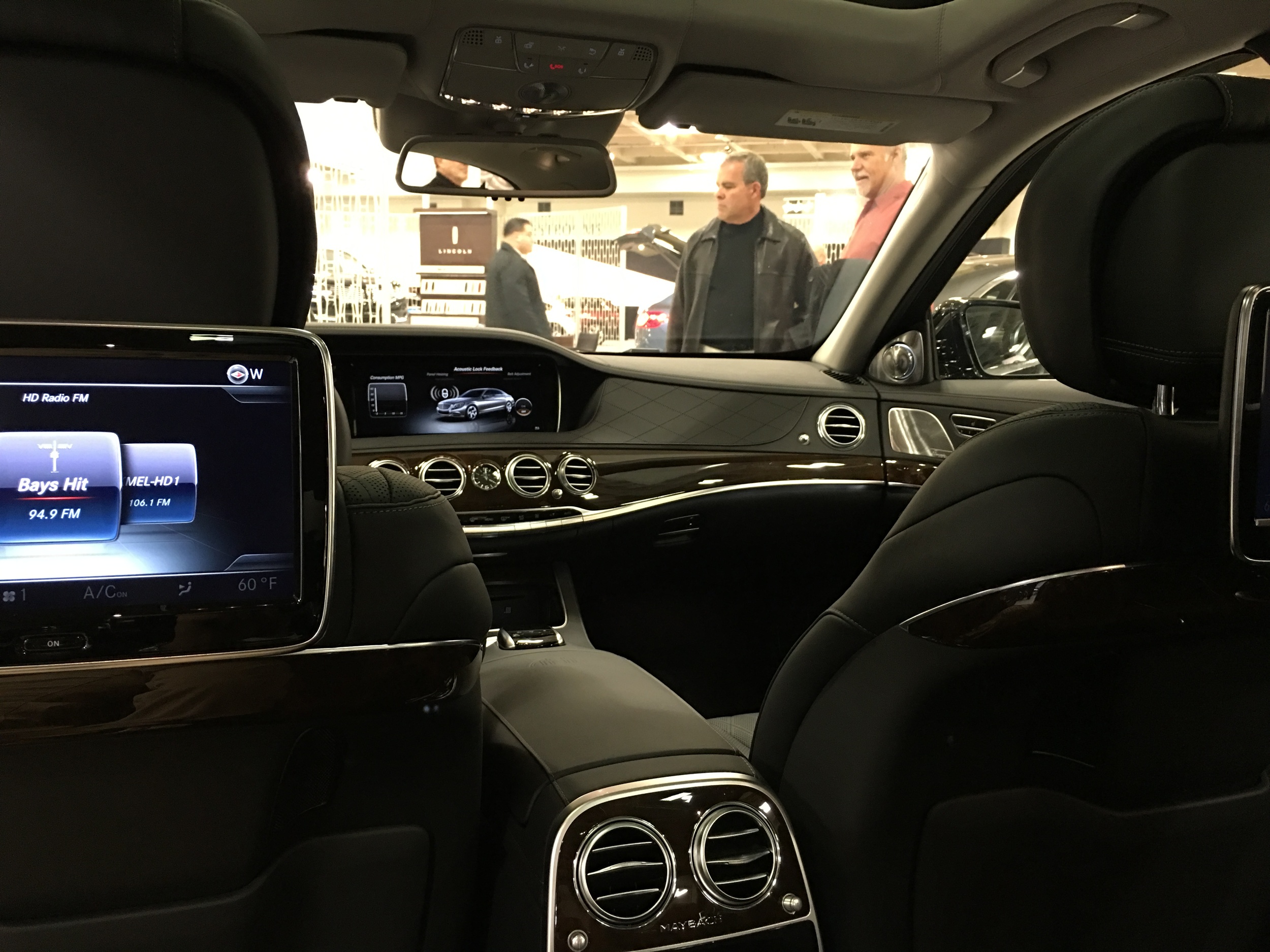 Interior of Mercedes Maybach from back see looking forward.