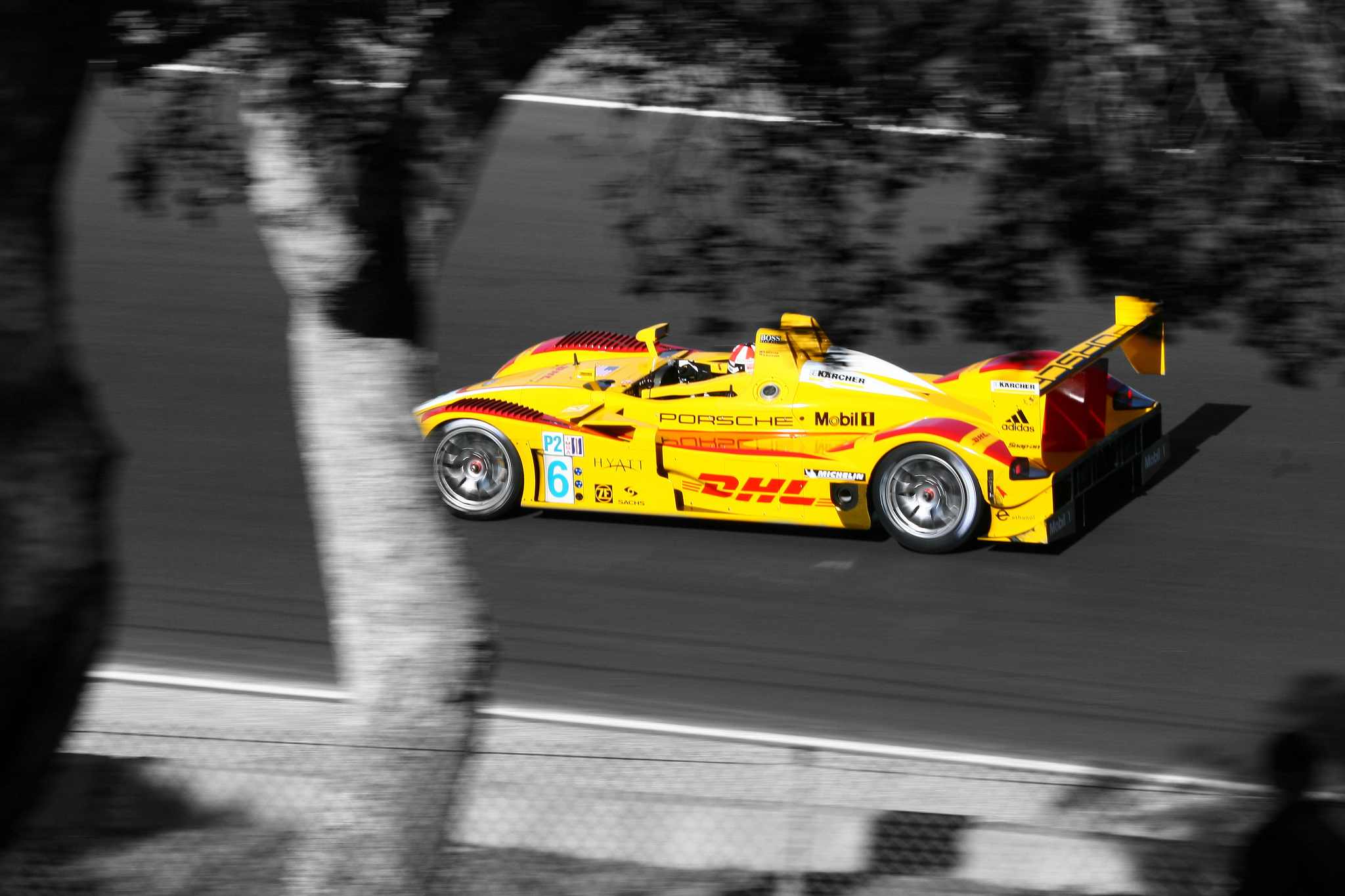  Team Penske Porsche RSR. &nbsp;2009 Laguna Seca, American Lemans Series.  © Mark Farouk 