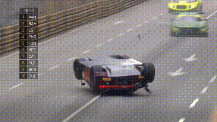 Driver Finishes Race...Upside down!