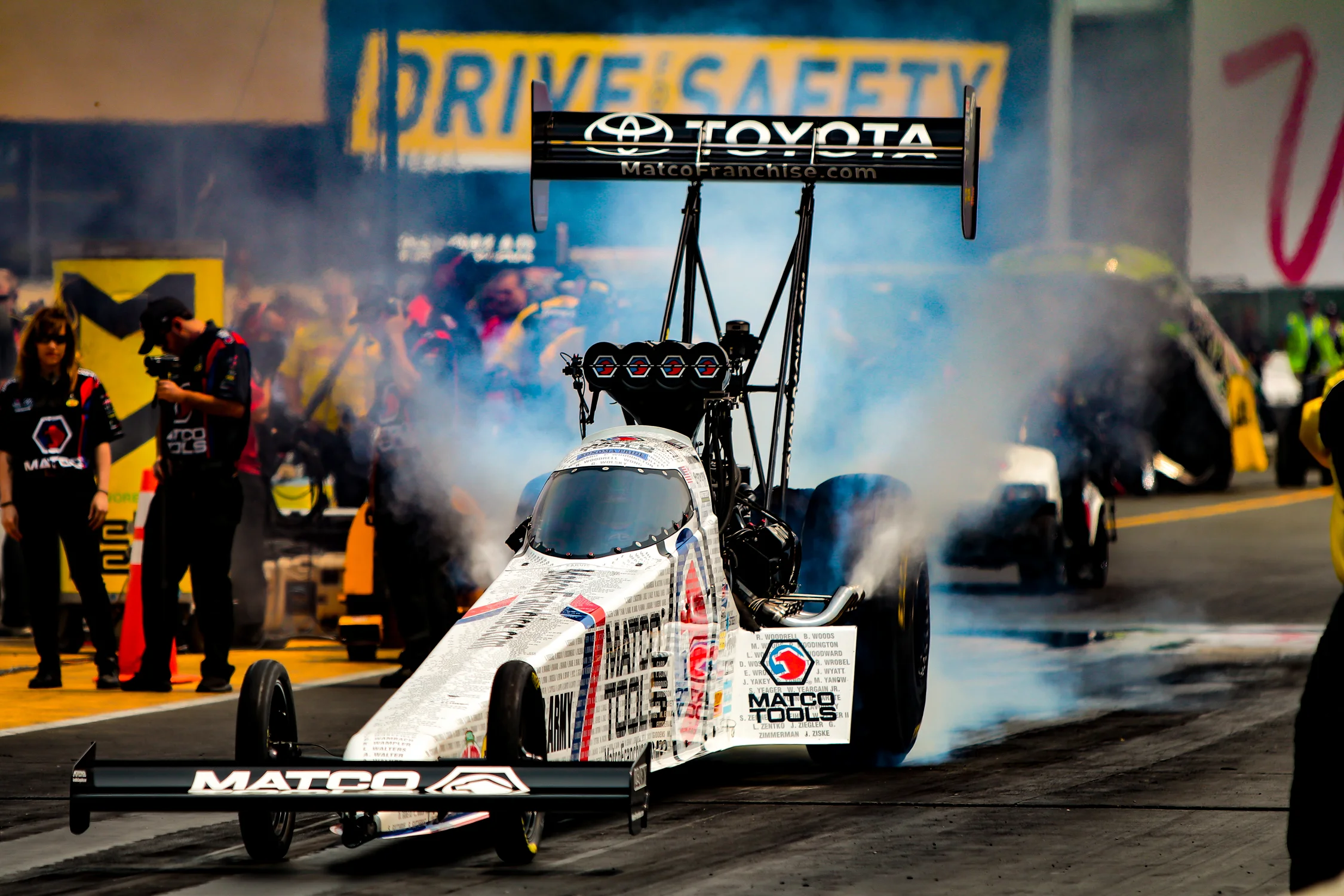 Antron Brown in the Matco Tools Toyota Top Fuel Dragster