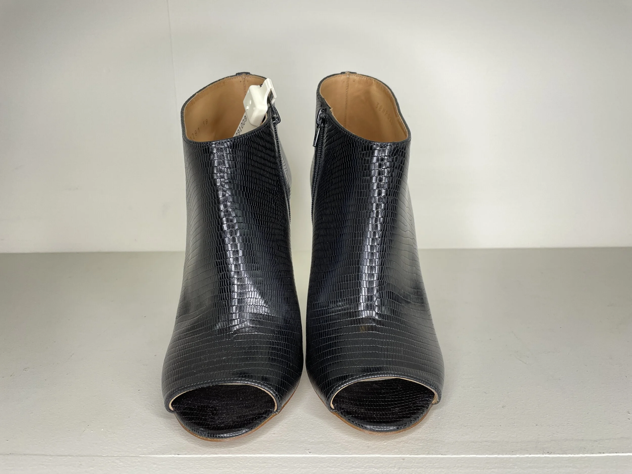 leather open toe ankle boots