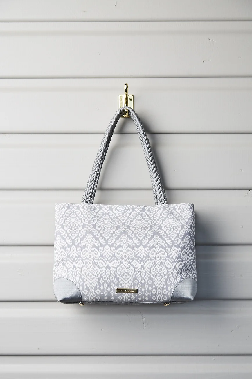 Bridal handbag with oyster grey pattern