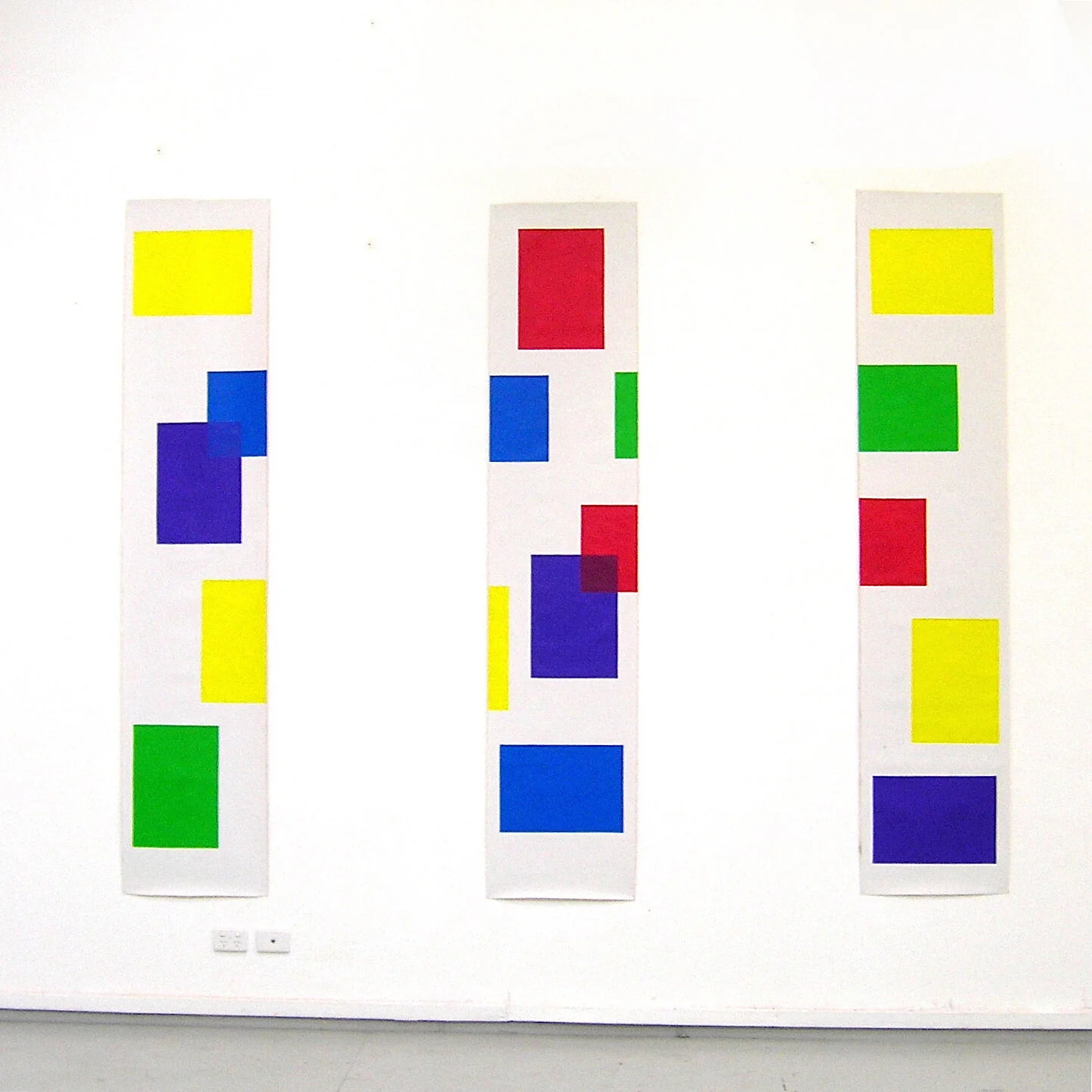 colour separation and colour connection 3 canvas strips 160 x 50cm oil