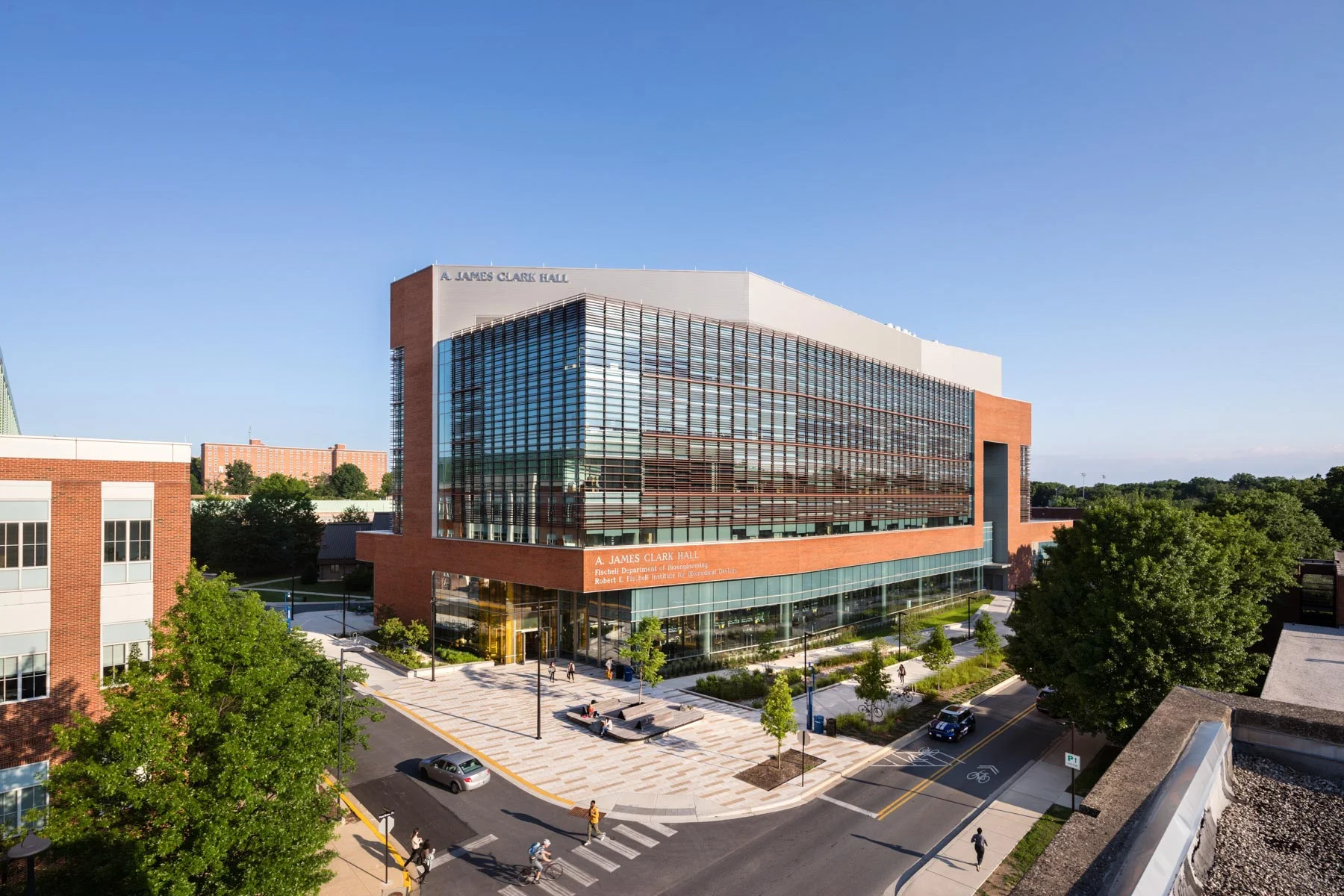 A. James Clark Hall, University of Maryland, Ballinger, Photography by James Ewing.