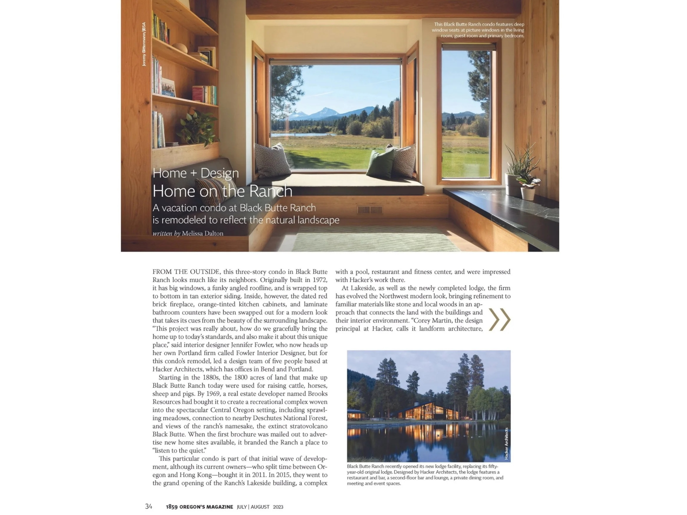1859 OREGON'S MAGAZINE FEATURE ON CONDO AT BLACK BUTTE RANCH, DESIGN BY HACKER ARCHITECTS, PHOTOGRAPHY BY JEREMY BITTERMANN.