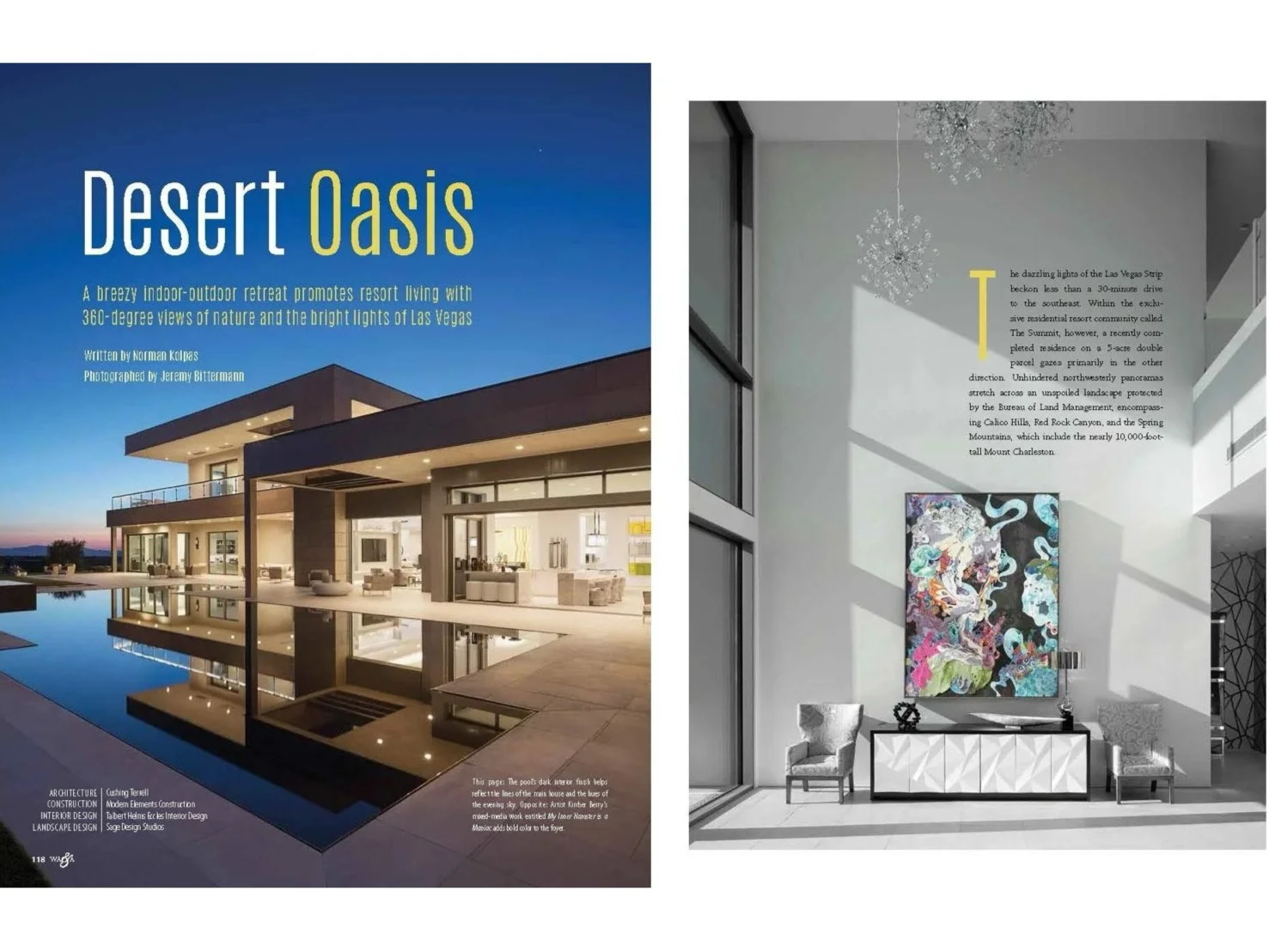 Western Art &amp; Architecture feature on Cushing Terrell designed Las Vegas residence, Photography by Jeremy Bittermann. 