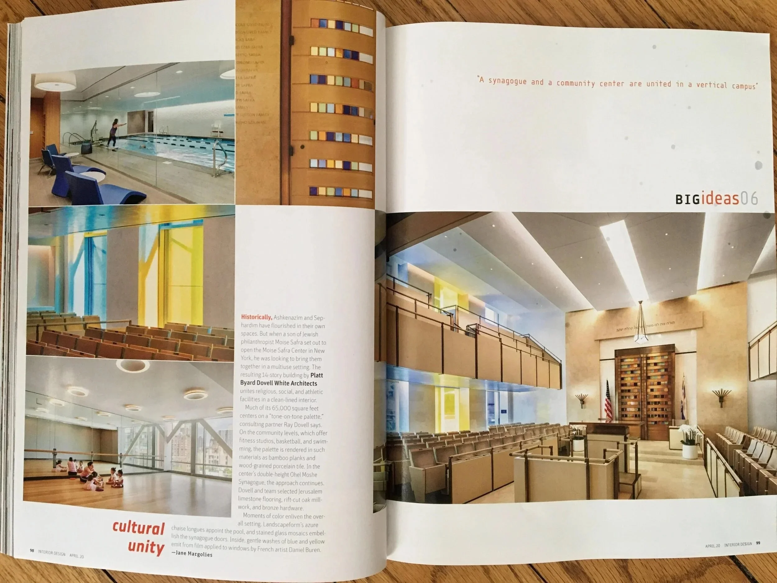 Interior Design Magazine story on PBDW's new Moise Safra Center in NYC with photos by James Ewing. 