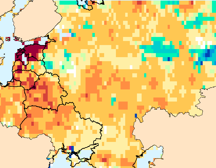 Composite water anomaly index map for Eastern Europe and Western Russia Mar 2015 - May 2015.