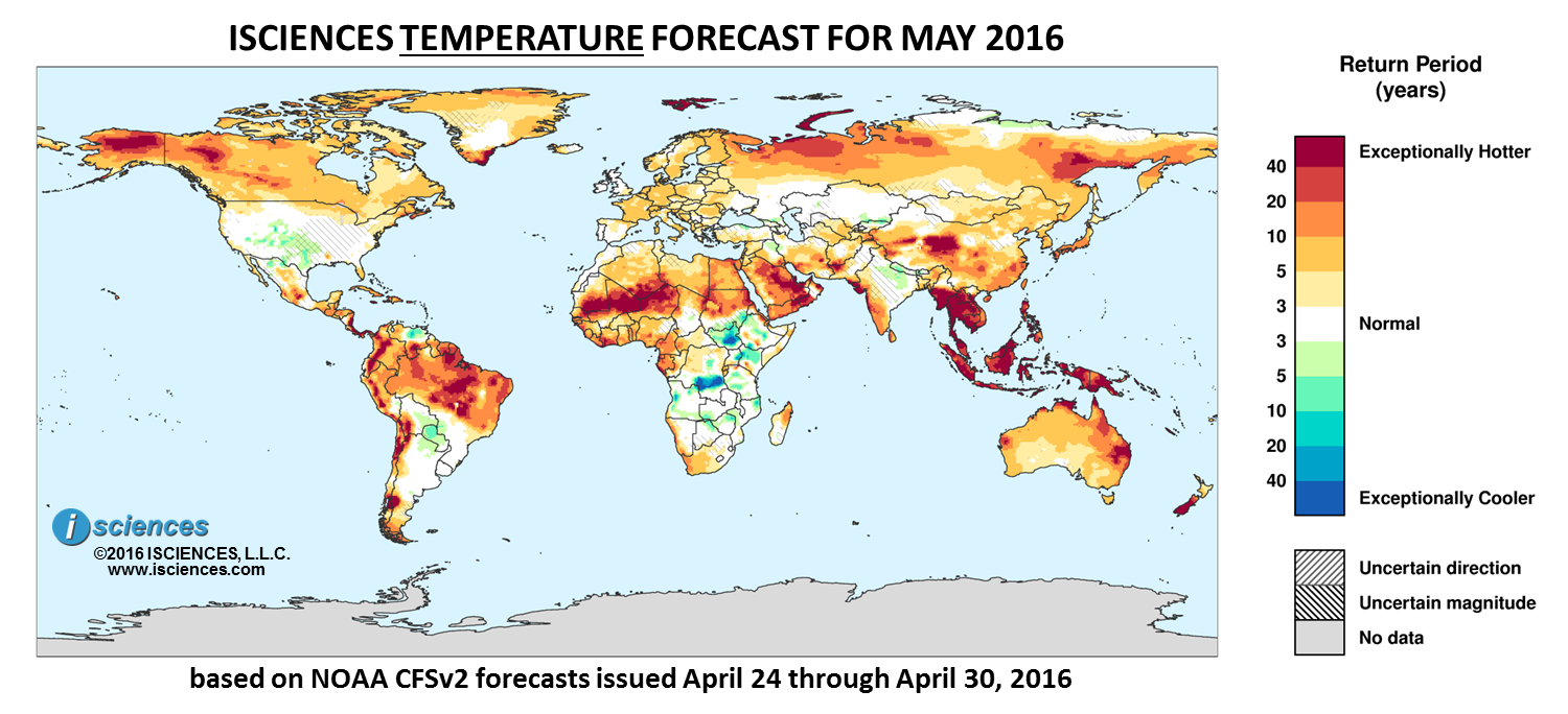 Global Precipitation Temperature Outlook For May 2016 Isciences
