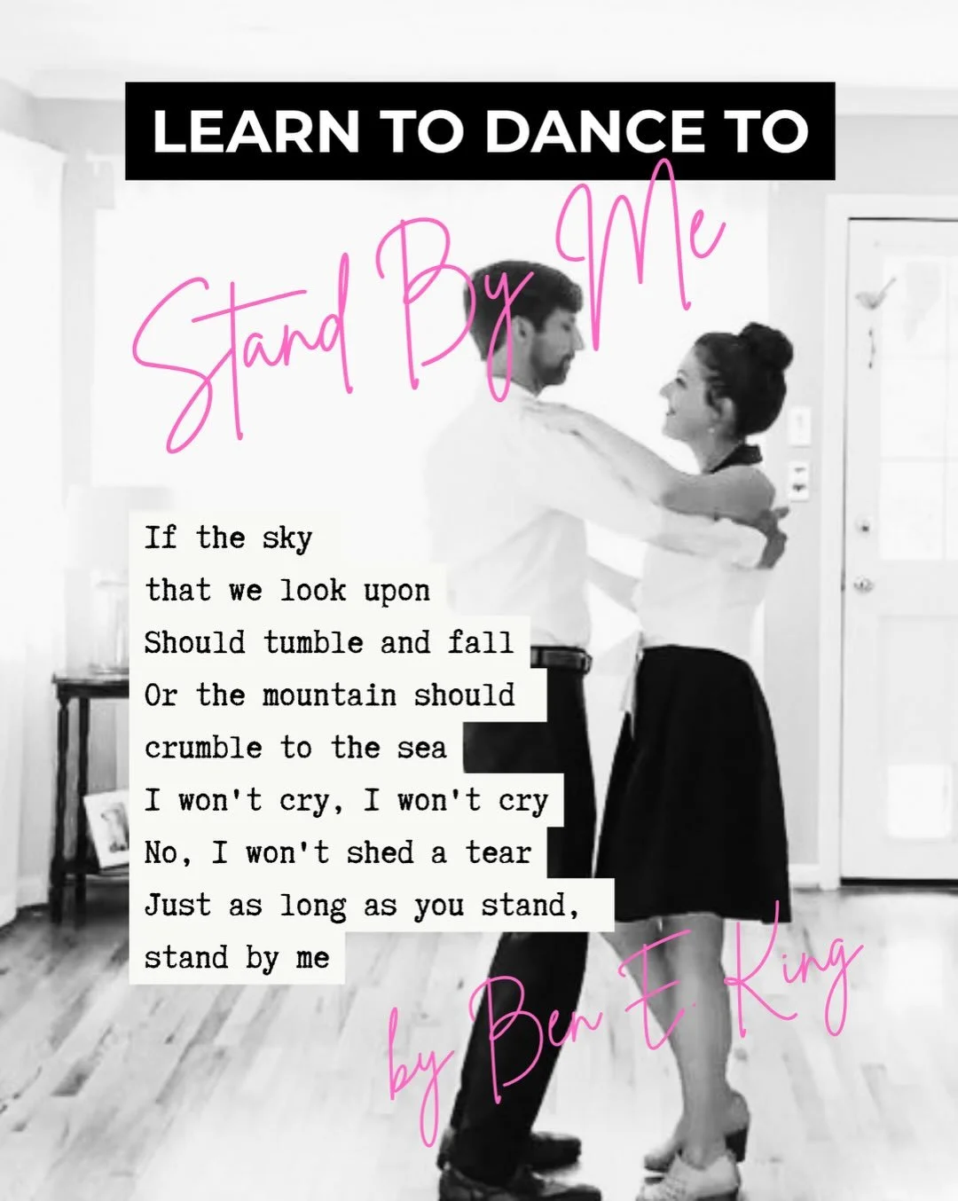 Learn to dance to STAND BY ME, a classic first dance song that will literally never go out of style, in approximately three hours (ish), even if you are a beginner!

In my online wedding dance tutorial to this song you&rsquo;ll learn how to: 

- hold