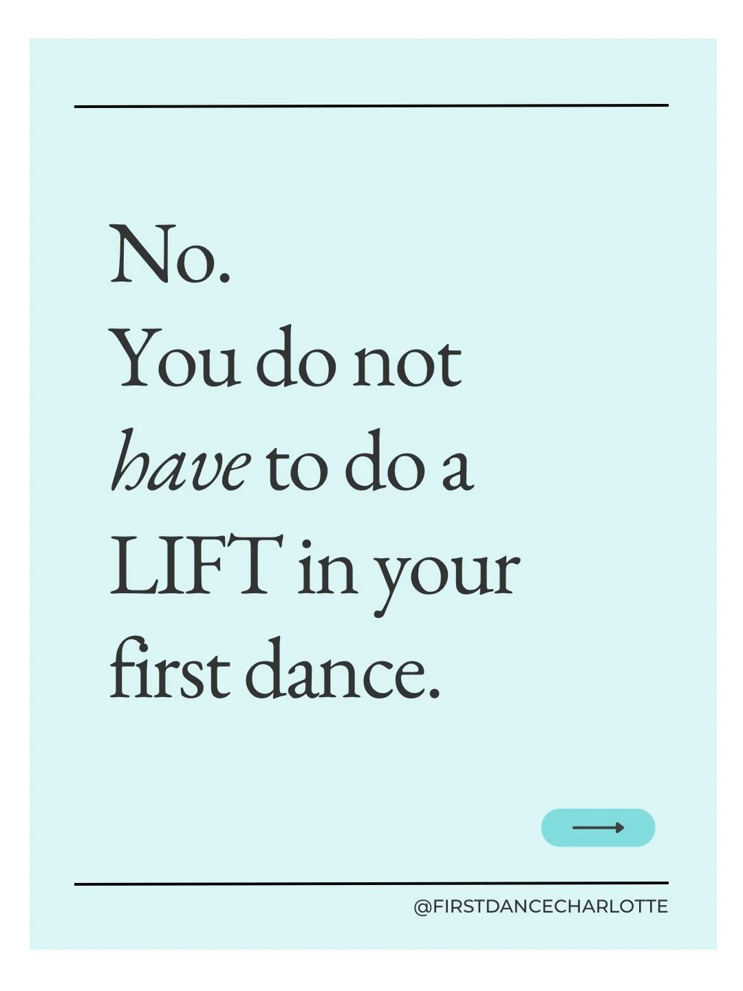 I love a lift! But it&rsquo;s not for everyone, and that&rsquo;s ok! 

If you are being influenced by the algorithm or your friends&rsquo; weddings (or your future dance teacher 🙋🏻&zwj;♀️🤪) to do a lift, but your gut is saying &ldquo;that&rsquo;s 