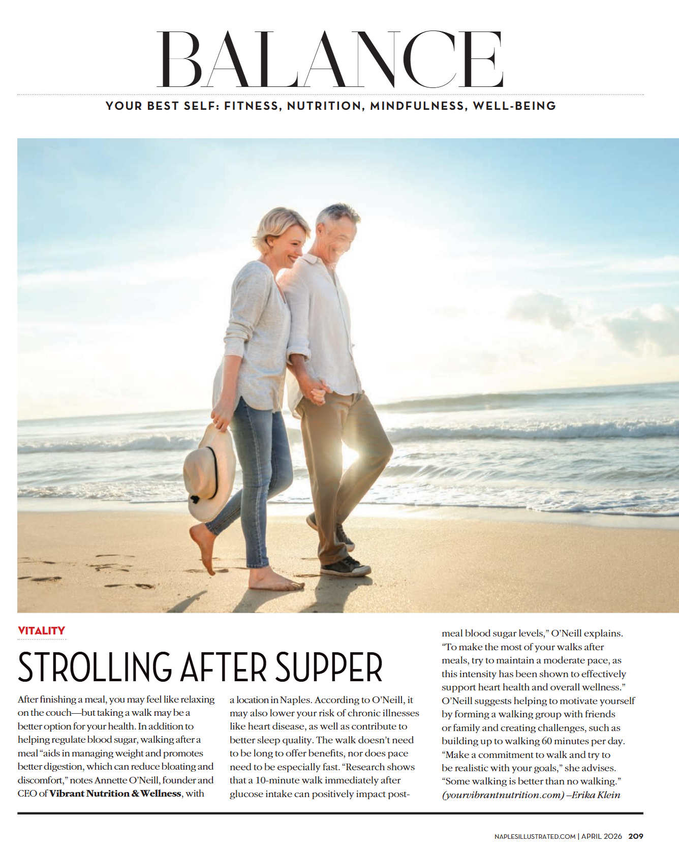 Let's Keep it Real - Naples Illustrated Magazine - "Balance and Strolling After Supper"