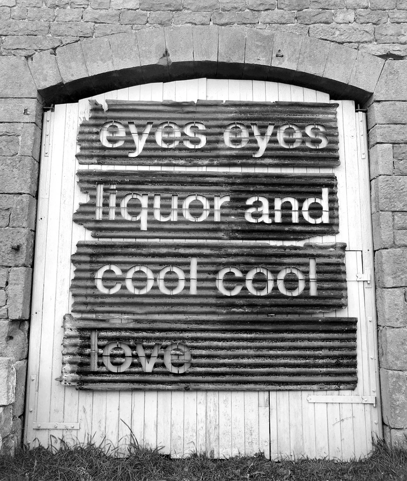 Untitled (Eyes Eyes Liquor and Cool Cool Love) Corrugated Iron 260 x 269 x 10 cm 2015