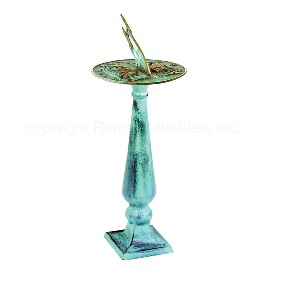 28-Inch Verdigris Painted Finish Rome Industries B92 Bird in Pines Pedestal Base for Sundials Wrought Iron