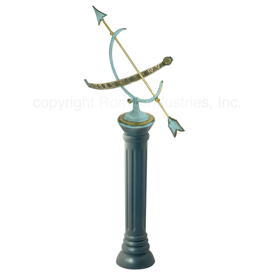 Rome B53-1 Scrolled Sundial Pedestal Bases Powder Coated Black Wrought Iron 24-Inch Height 
