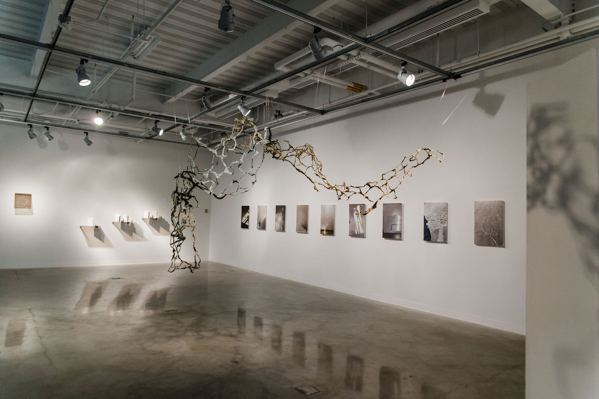 eternity fleeting is a poetic consideration of familiar, often overlooked patterns found on the periphery of our daily lives. Considering the flow through the gallery like a book, Emily Fussner brings together observations of light and cracks, integrated with her writing, to examine notions of breaking and healing, attention and memory, passing and dwelling. In materializing these ephemeral moments, we can linger in them a little longer, see these forms in a new light, as a new possibility.