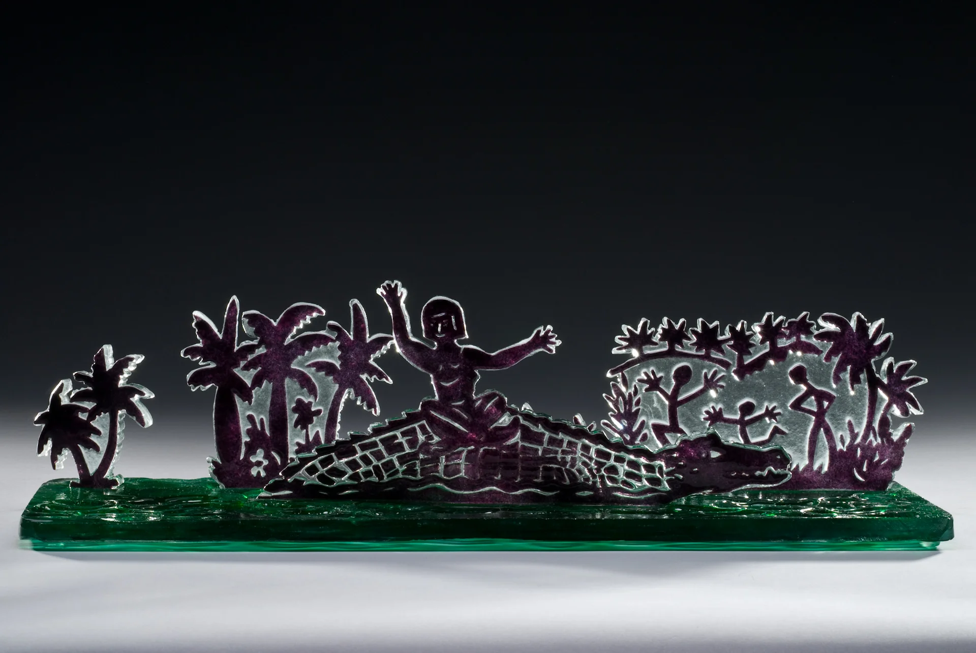 She Sailed Away, 2008, Sandblasted and assembled glass, Base: 6"x17", Height: 5"