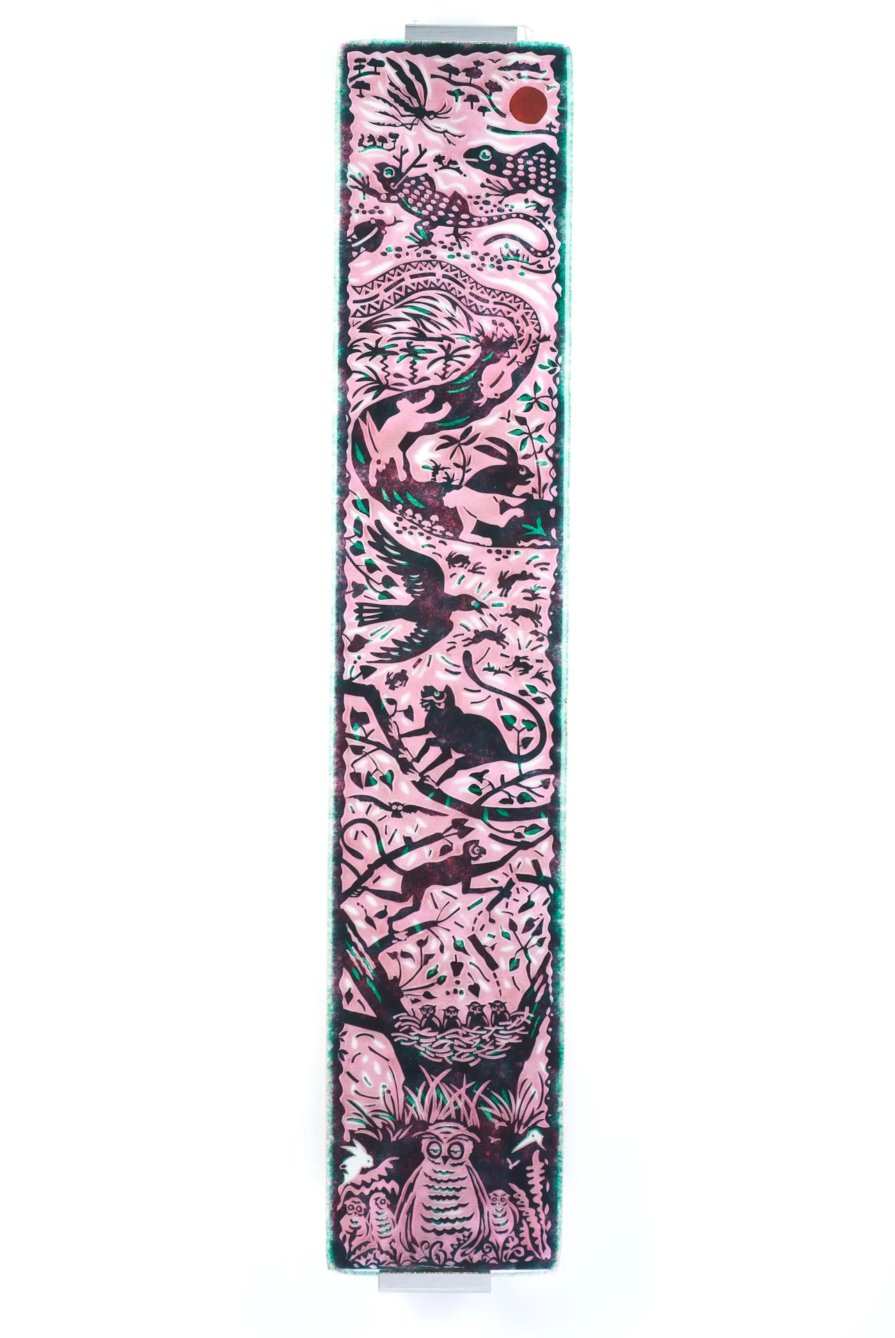 The Mosquitoes Buzz (panel 1), Fused and sandblasted glass, 44 x 8"