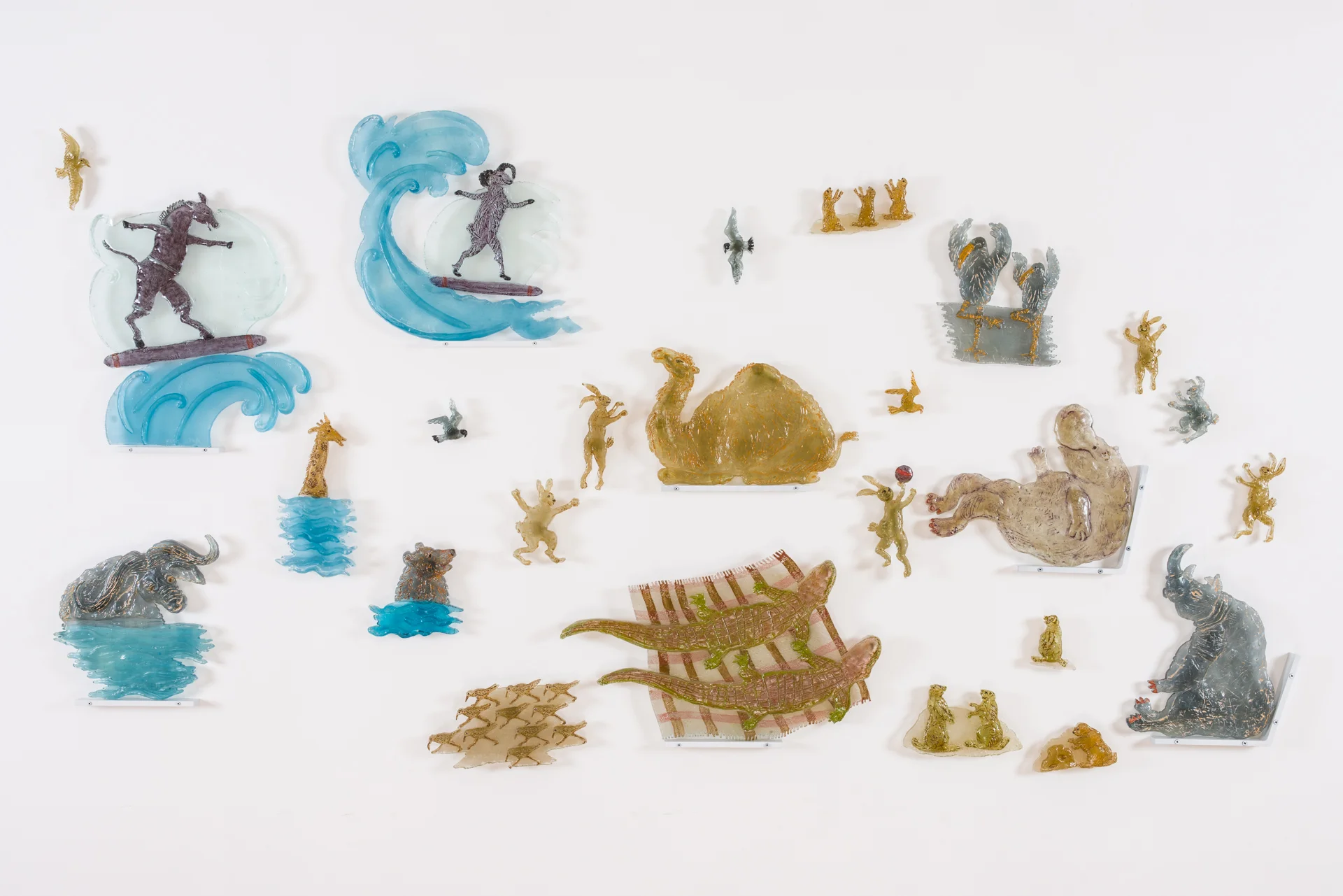 The Beach, Cut, cast, painted glass, dimensions variable