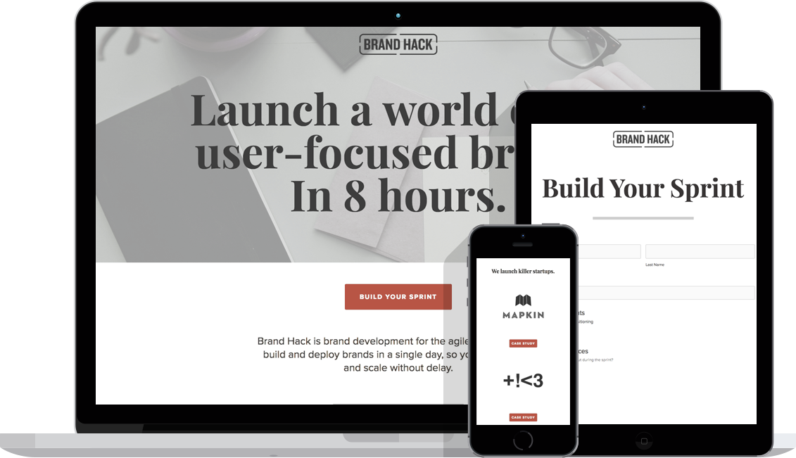 Brand Hack's website lets startups design their own branding sprint