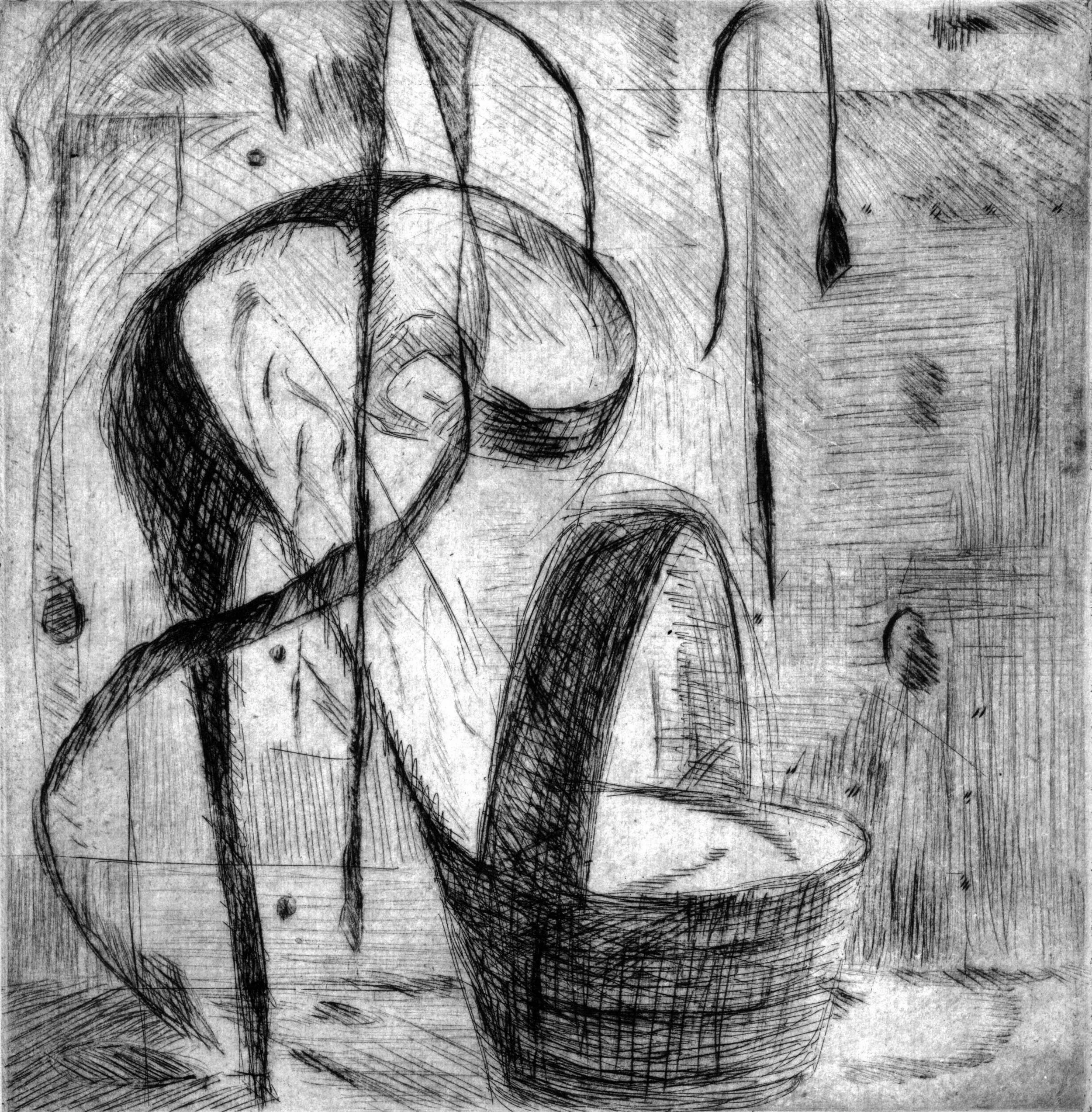 JM at the Owl Bar, 6 x 6", Intaglio, 2016