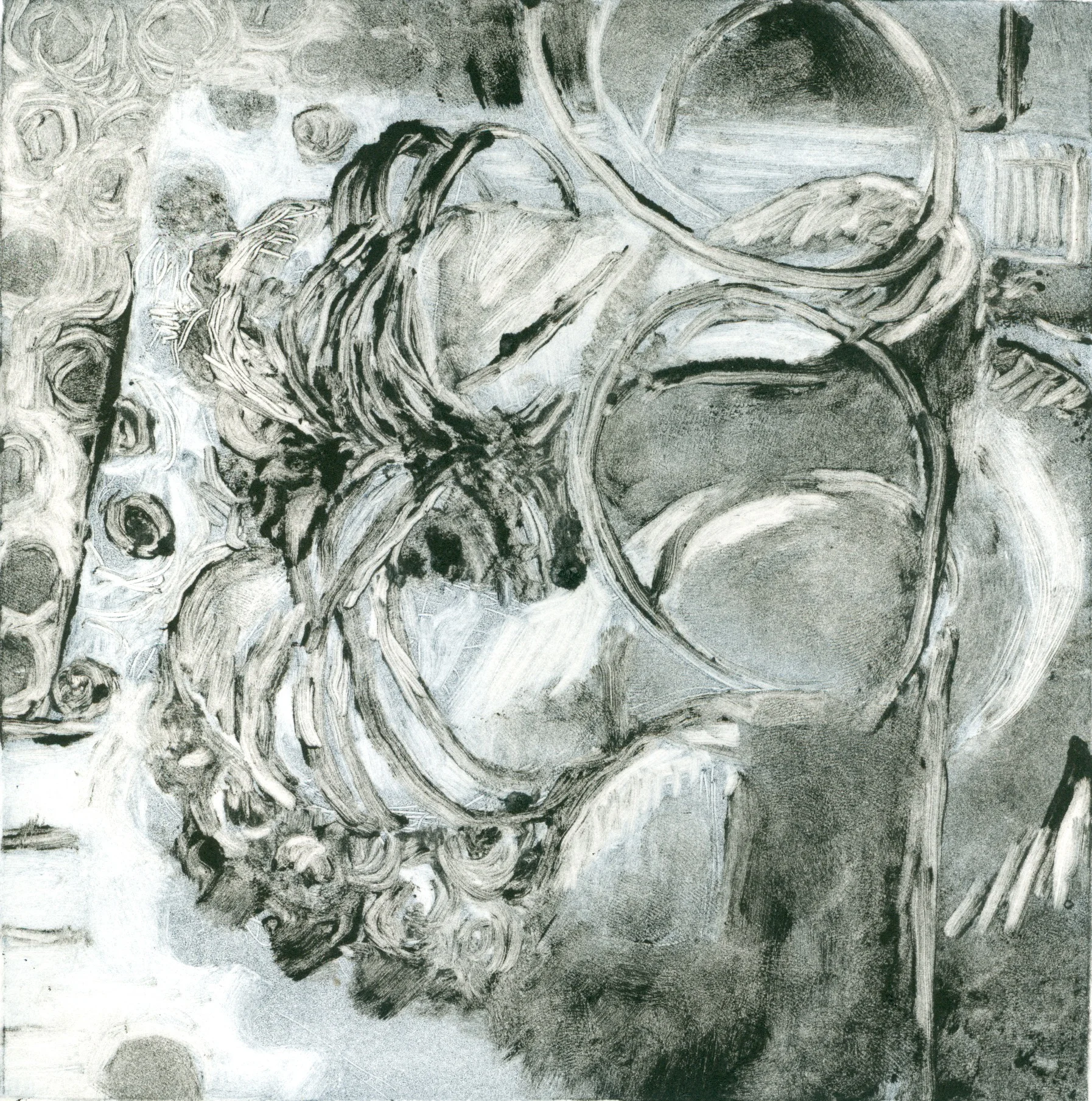 Finding in Soft Focus, 6 x 6", Monotype, 2017