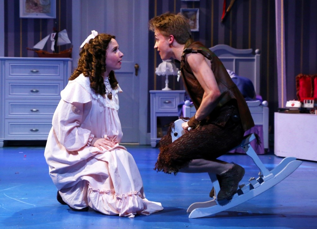 Maggie Bera (Wendy) and Riley Costello (Peter) in PETER PAN at Connecticut Repertory Theatre – June 2015