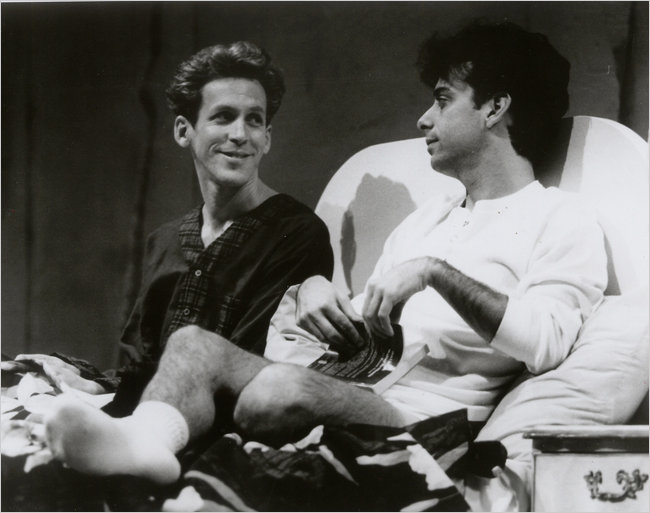 Mr. Mantello, right, and Stephen Spinella in “Angels in America” in Los Angeles, pre-Broadway. Credit Jay Thompson