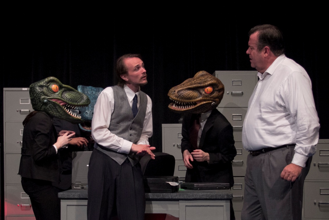 From L to R - Delaney Wilbur, Nathan Rumney, Ryan Wantroba and Johnson Flucker in ENRON at Hole in the Wall Theater - July 2015