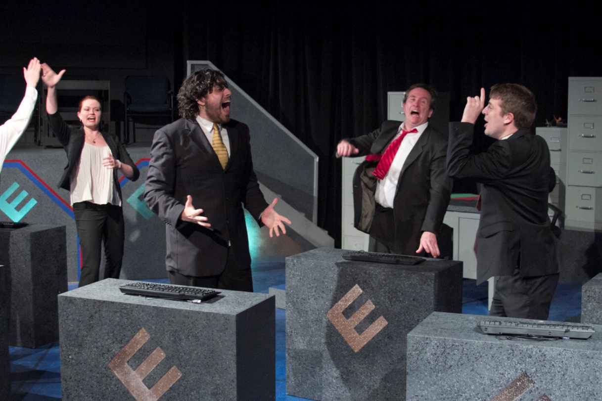 Kristen Bennett, Ryan Thomas, Michael Vernon Davis and Ryan Wantroba in ENRON at Hole in the Wall Theater - July 2015