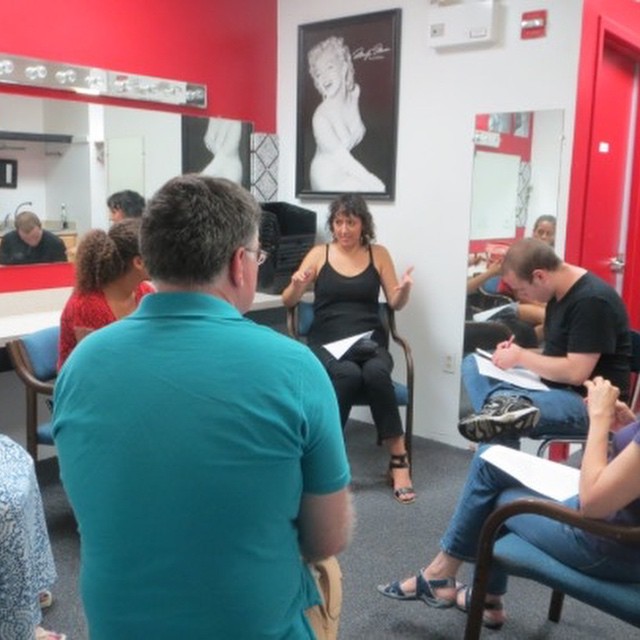 First meeting of the cast, director and playwright of YOU REALLY SHOULDN'T DRINK THAT as part of Playhouse on Park's 24 Hour Play Festival (Photo credit: Dawn Loveland)