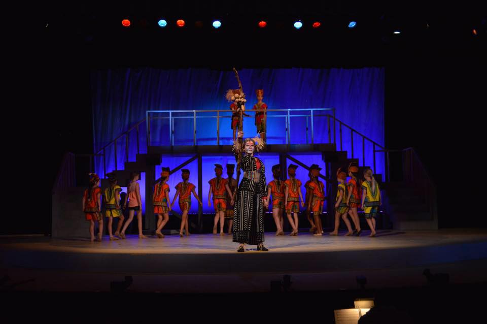Rafiki with members of the cast of 'Disney's The Lion King, Jr.' Photo by NewArts Newtown Musicals