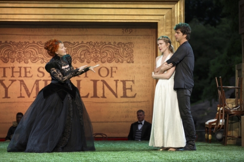 Kate Burton, Lily Rabe, and Hamish Linklater in The Public Theater’s Free Shakespeare in the Park production of Cymbeline, directed by Daniel Sullivan, at the Delacorte Theater in Central Park. Photo credit: Carol Rosegg
