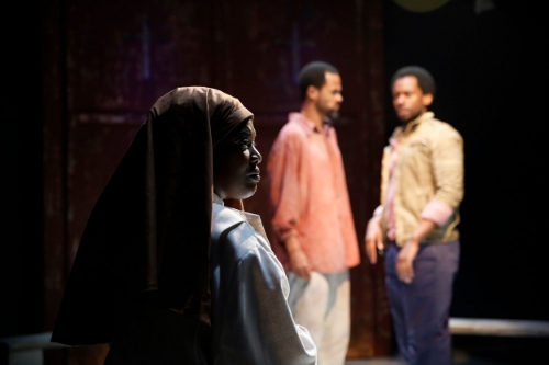 L-R: Heather Alicia Simms, Danyon Davis and Joshua David Robinson in SENSE OF AN ENDING at 59E59 Theaters. Photo by Carol Rosegg