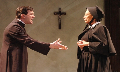 Rod Brogan and Lucy Martin in the production of Doubt at Syracuse Stage