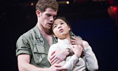 Alistair Brammer (Chris) and Eva Noblezada (Kim) in Miss Saigon at the Prince Edward theatre. Photograph: Tristram Kenton for the Guardian