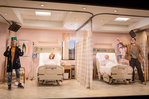 Beth Behrs, Lisa Emery, Jacqueline Sydney, and Erik Lochtefeld in a scene from "A Funny Thing..." Photo by Matthew Murphy