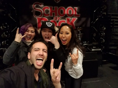"Matt Blank onstage with Emily, Alex Chester and Alison Lea Bender"