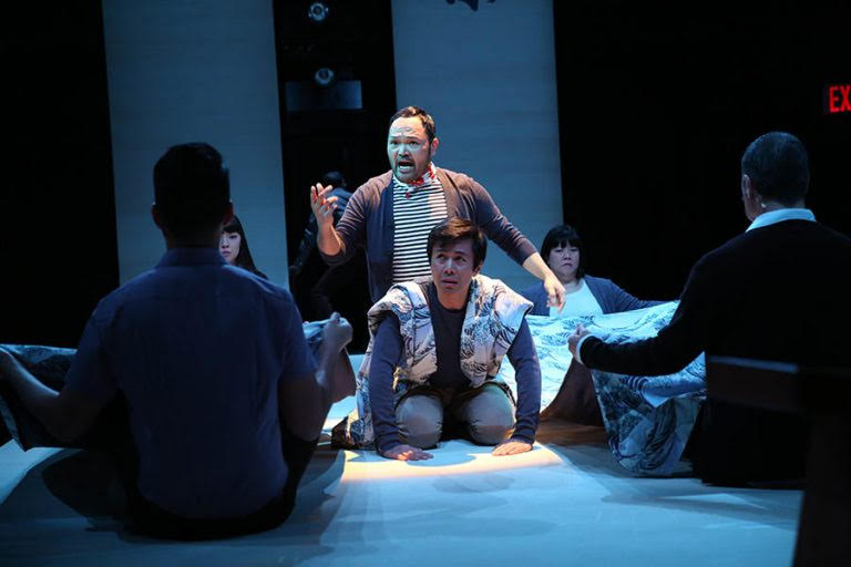 Orville Mendoza and cast in Pacific Overtures (photo by Joan Marcus)