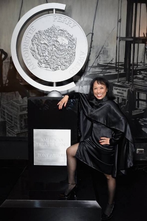 Baayork wearing designer Malan Breton at the ‘Designed To Celebrate: A Toast To The 2017 Tony Awards Creative Arts Nominees’ June 1, 2017.